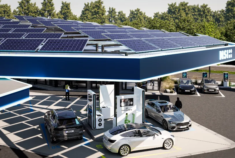 Elektrotankstelle mit PV-Dach